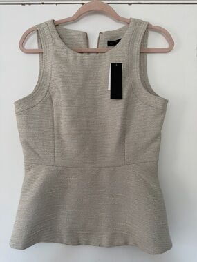 Banana Republic Neutral Beige Textured Sleeveless Peplum Top women Size 6